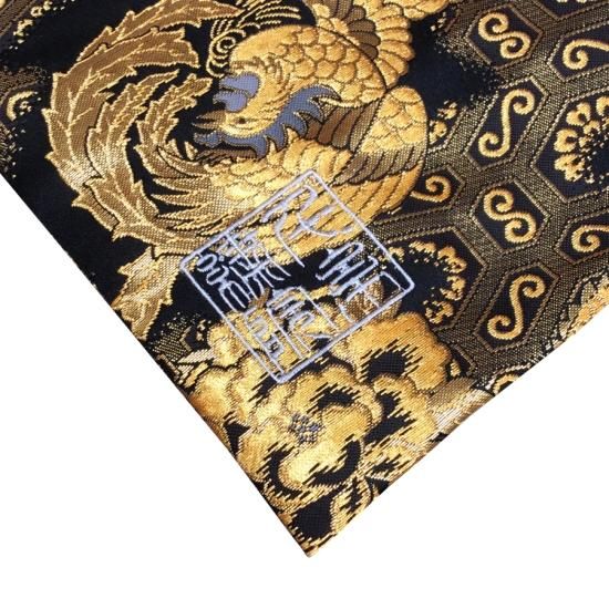 真鍮ベル付き】千糸繍院 西陣織 金襴 巾着袋（裏地付き） 鳳凰龍