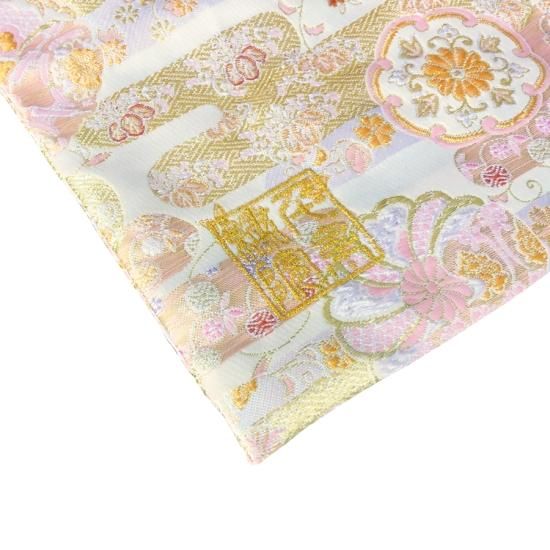 真鍮ベル付き】千糸繍院 西陣織 金襴 巾着袋（裏地付き） 菊華車