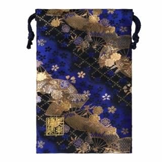 真鍮ベル付き】千糸繍院 西陣織 金襴 巾着袋（裏地付き） 煤扇桜