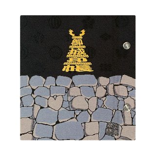 千糸繍院　増やせる御城印ファイル（黒）城デザイン表題刺繍　A6・B6サイズ　石垣(黒×黒)