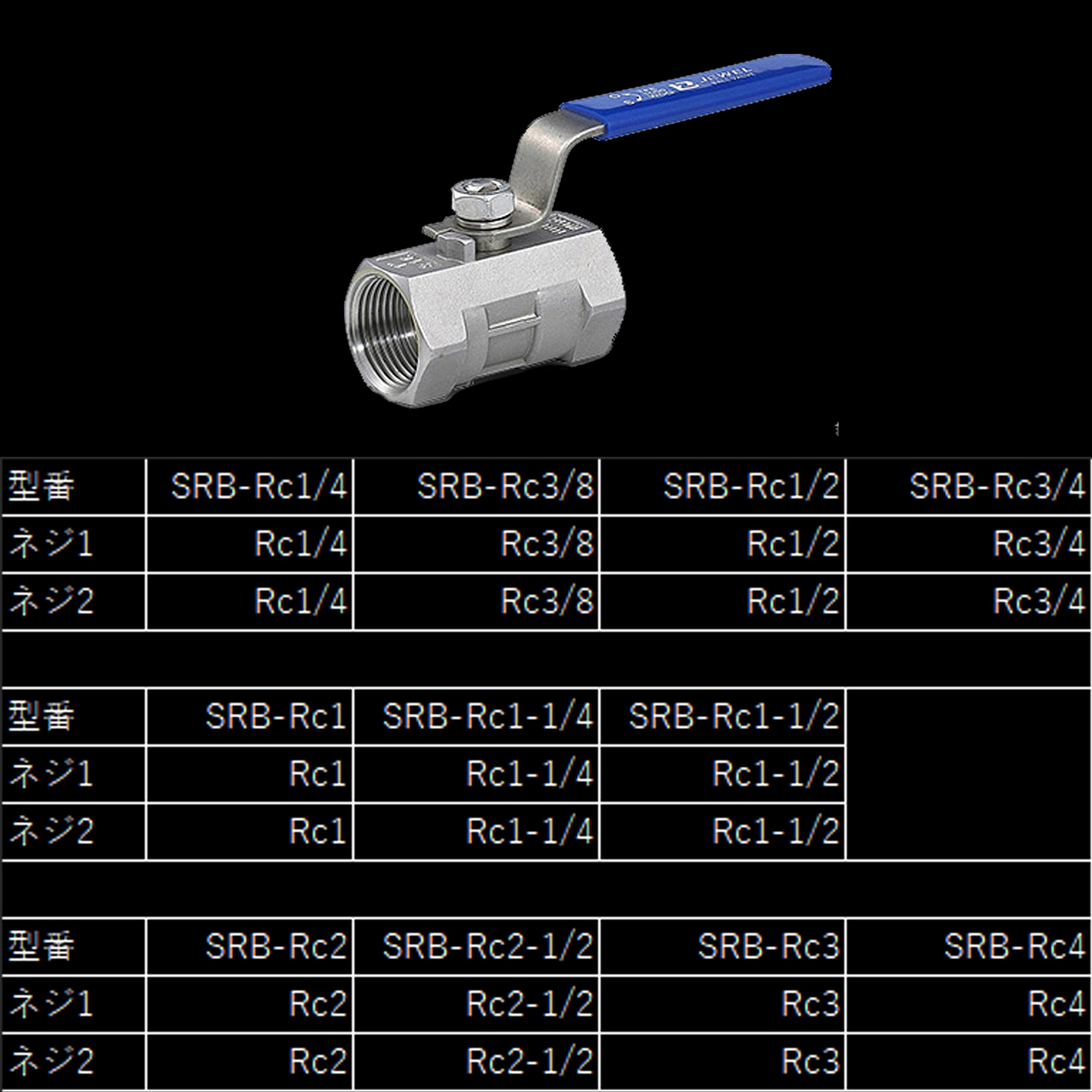 安価ステンレス鋼製ボールバルブ(Rc1/4