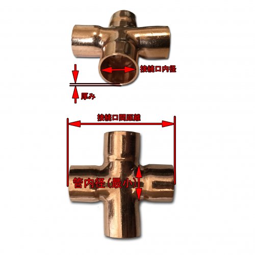 純銅製十字クロス 内径15mm 厚み1.0mm CPX-15-10 - KIRITSUBO