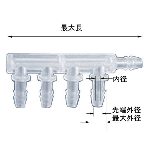 5個入り)樹脂製チューブコネクター４分岐型(適合チューブ内径8ｍｍ