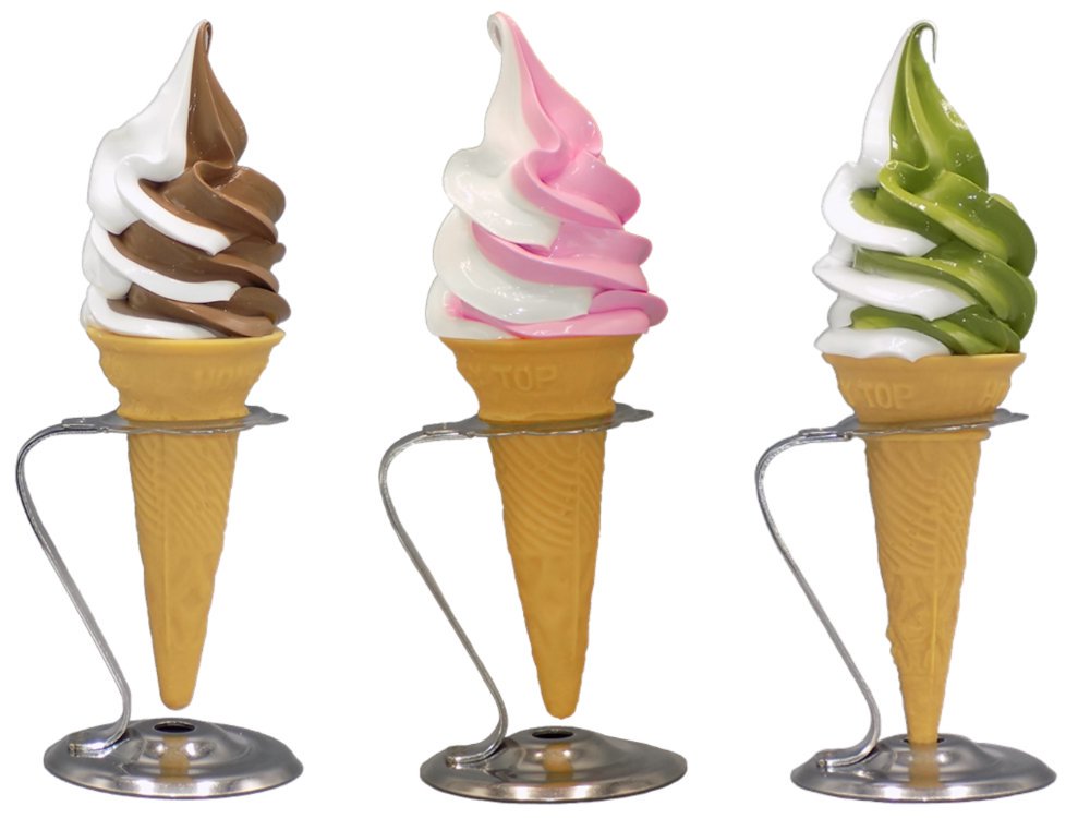 業務用食品サンプル：ミックスソフトクリーム各種【コーン立て別】 - 食品サンプルの製造と販売 森野サンプル