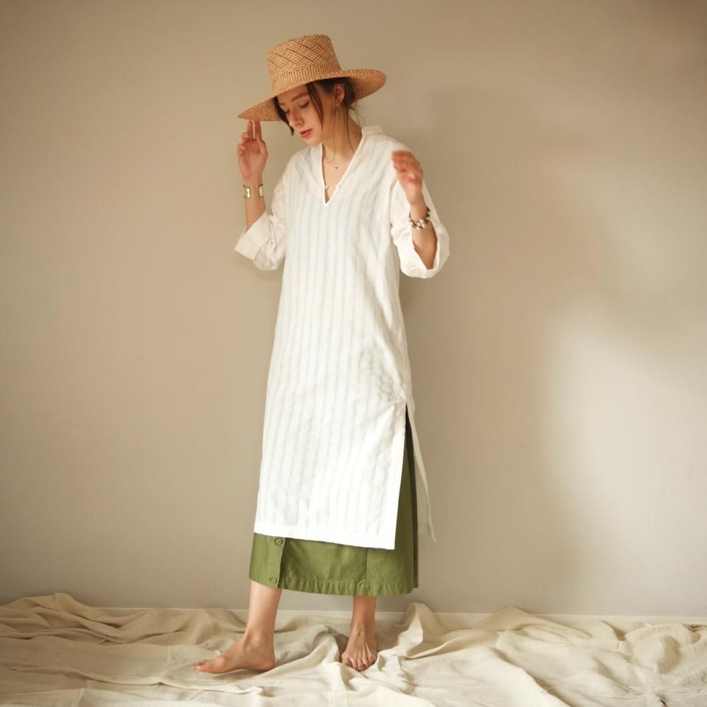 marihoja オリジナルカフタンドレス Stripe Caftan (white) - marihoja│マリホジャ
