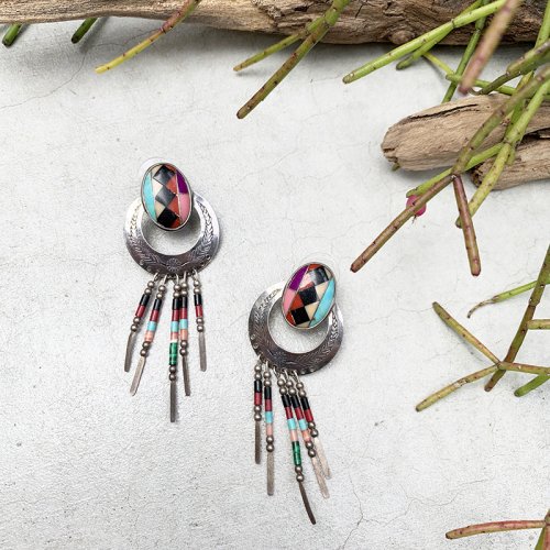 Colorful Beads Fringe Earring