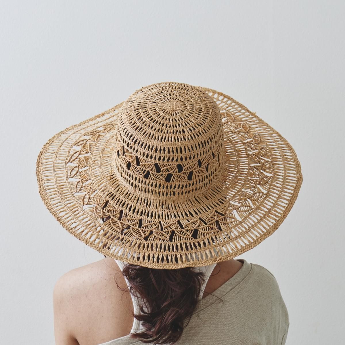 ヒート marihoja vintade raffia leaf pattern hat - 通販 - www 