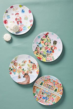 August Wren Kris Kringle Melamine Dessert Plate クリスマスの可愛い