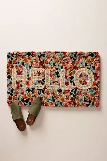 Floral Greeting Doormat フローラル グリーティング ドアマット