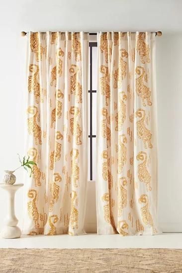 Embroidered Flemming Curtain 刺繍入りフレミングカーテン 2枚セット ... 刺繍カーテン 2枚セット