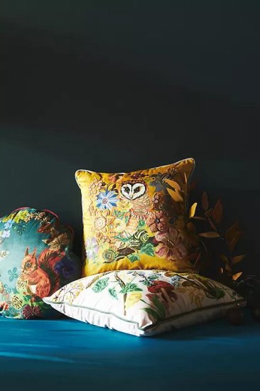 Nathalie Lete Embroidered Velvet Pillow刺繍ベルベット ピローMAIZE アンソロポロジー専門通販CHERRY