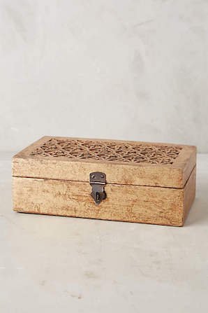 Carved Wood Jewelry Box 木製ジュエリーボックス - アンソロポロジー