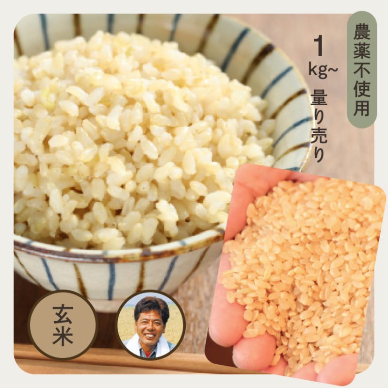 農薬不使用　お米の通販・石川商店　山形県産・自然農法はえぬき　玄米1kg