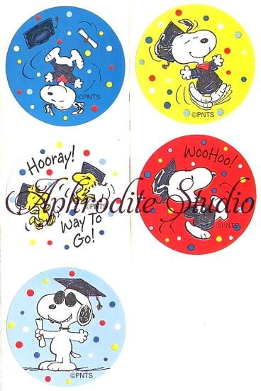 スヌーピー ステッカー グラデュエーション ５種１セット シール キャラクター ラベル ラッピング Snoopy Peanuts 閉店