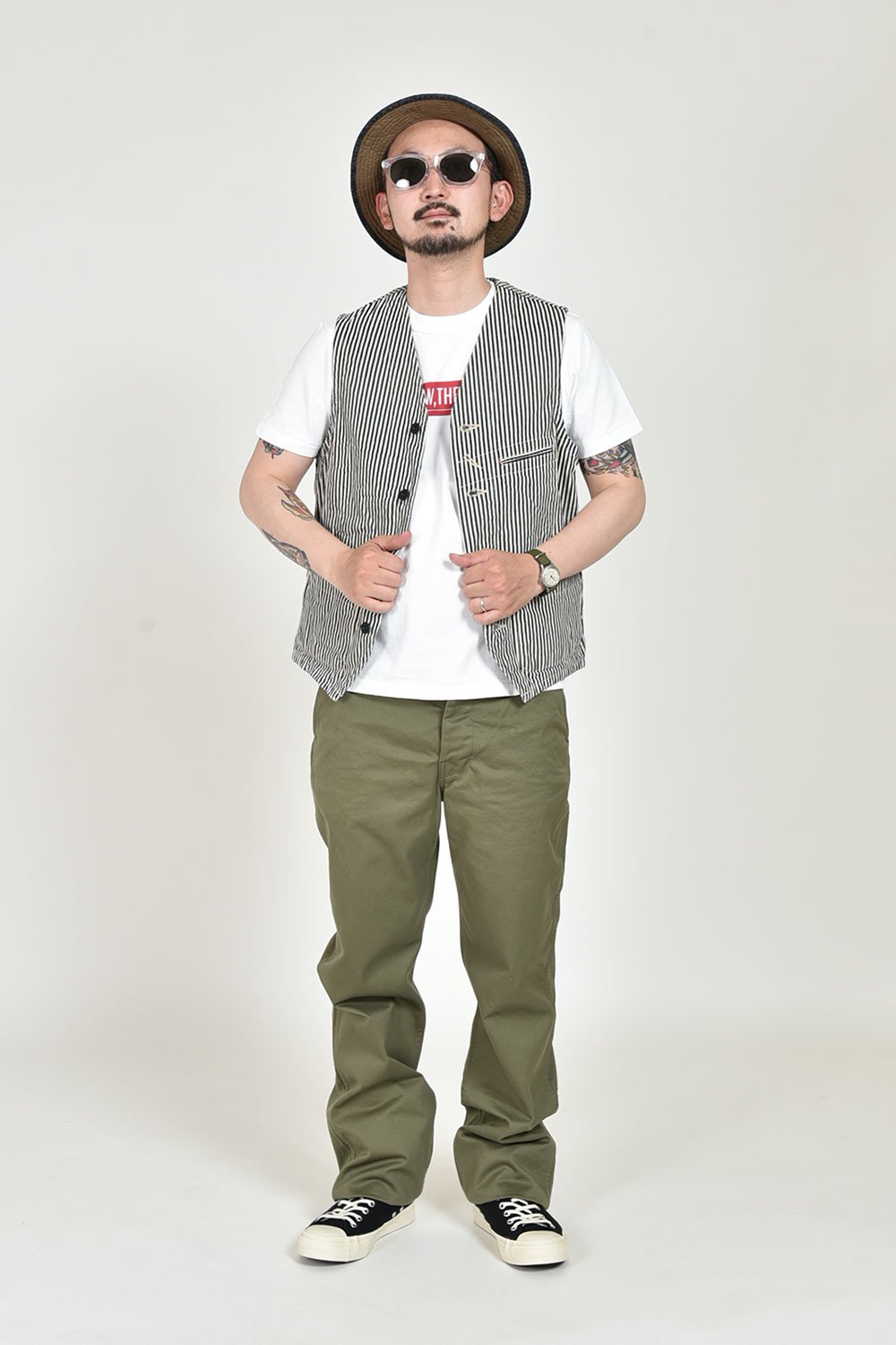 SUGAR CANE(シュガーケーン) ワークベスト 11oz HICKORY STRIPE WORK VEST'D SC14104 通販正規取扱 |  ハーレムストア