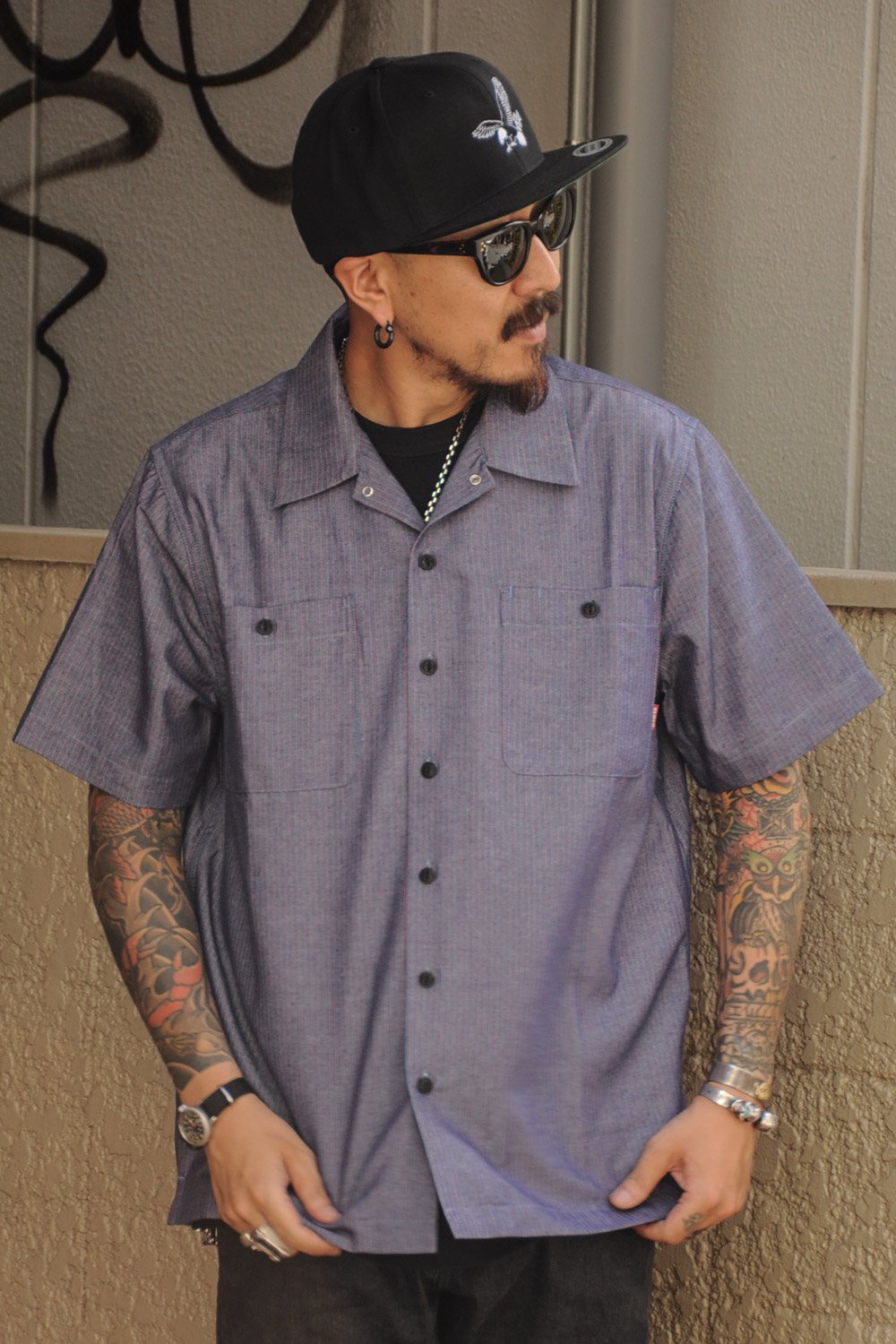 BLUCO(ブルコ) ワークシャツ WORK SHIRTS S/S -C.Stripe- OL-108CS-018