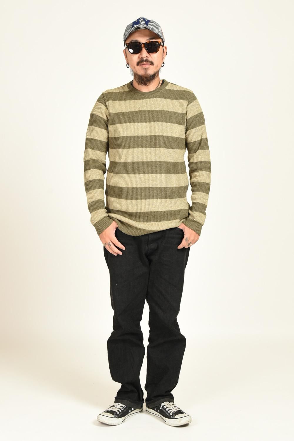 West Ride CLASSIC RIB BORDER SWEATER – Blue Works Vintage