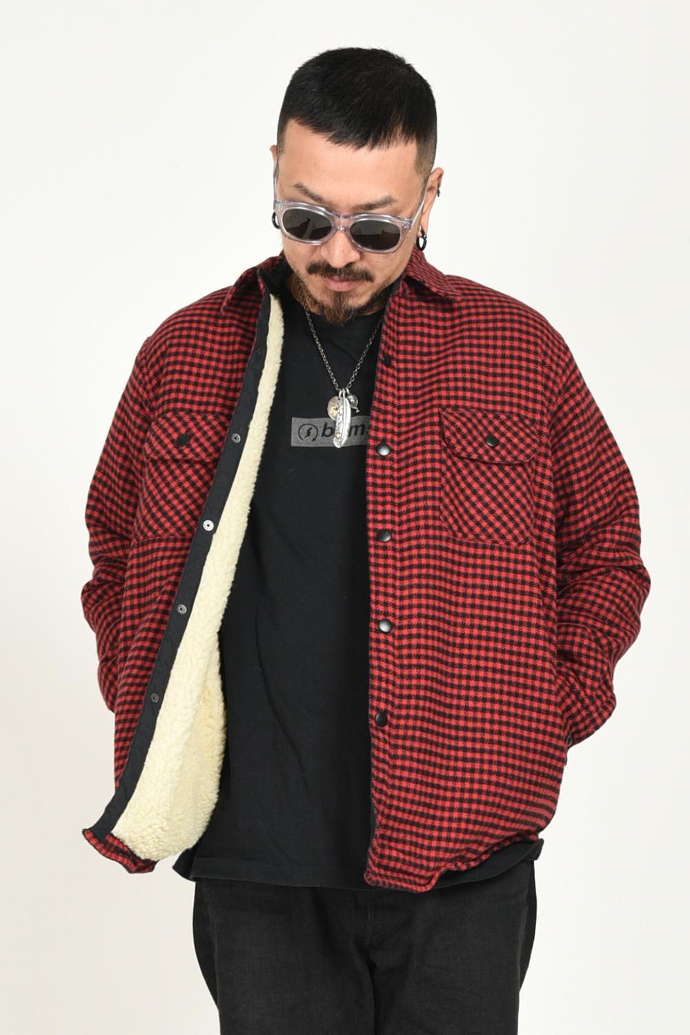 Sugar Cane & Co. レッドジャケット 36 SUGAR CANE(シュガーケーン) C.P.Oシャツジャケット TWILL CHECK