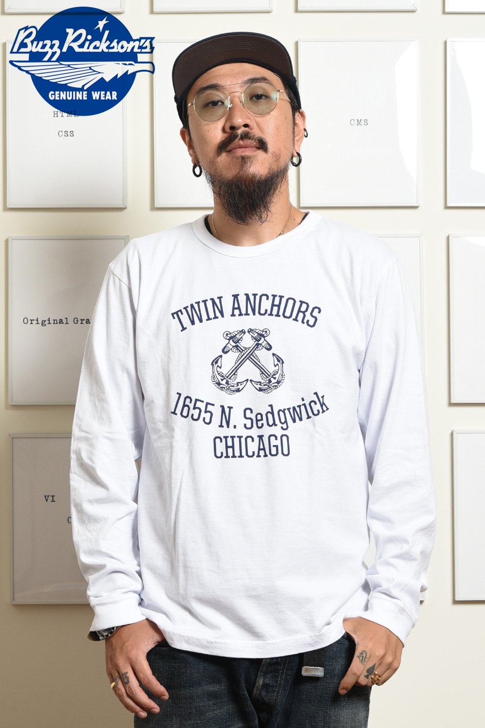 バズリクソンズ(BUZZ RICKSON'S) ロングスリーブTシャツ L/S T-SHIRT TWIN ANCHORS BR68631 通販正規取扱  | ハーレムストア公式通販サイト