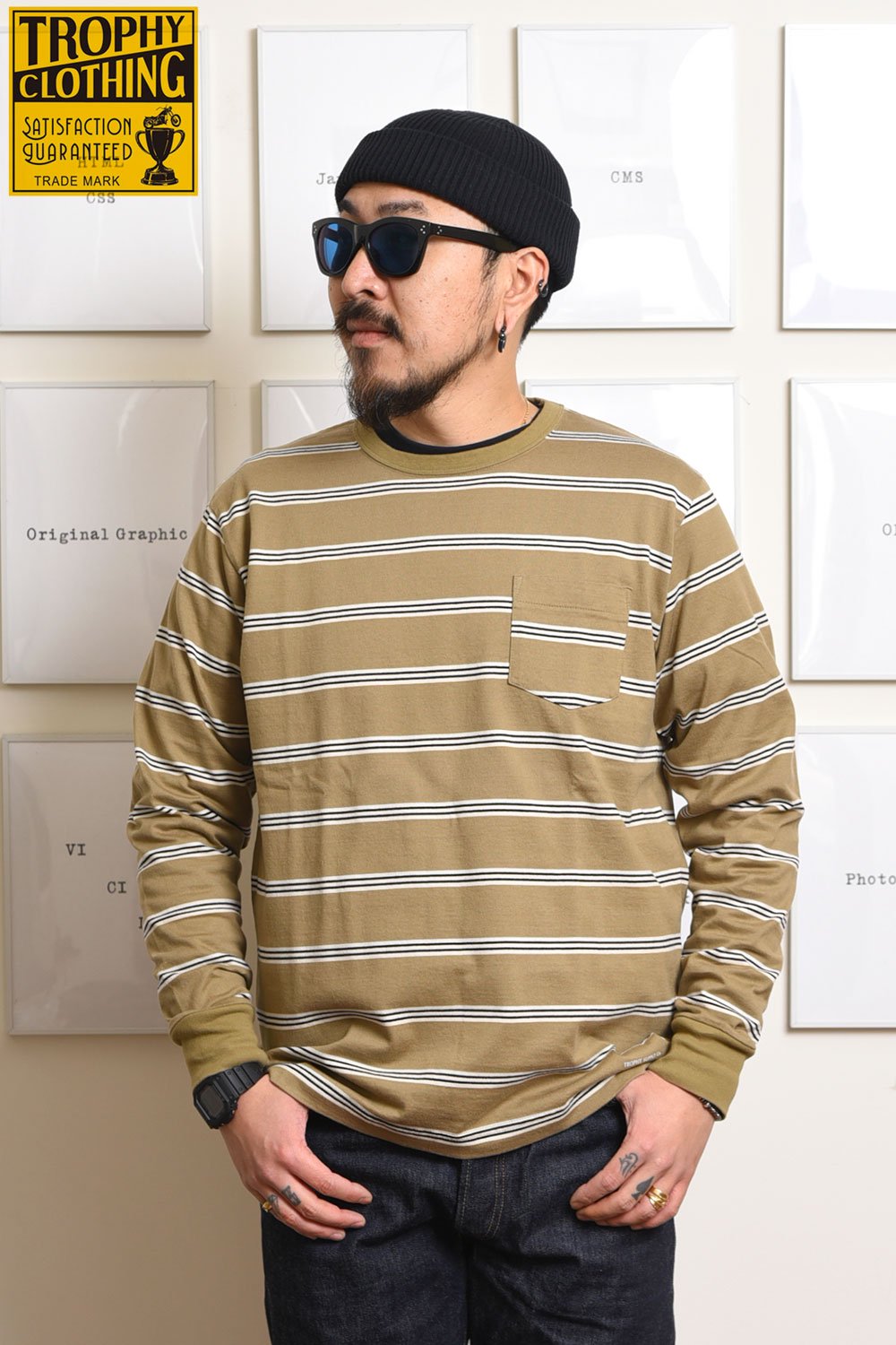 TROPHY CLOTHING(トロフィークロージング) ボーダーポケットロングスリーブTシャツ MULTI BORDER POCKET L/S  TEE TR21SS-202 通販正規取扱 | ハーレムストア公式通販サイト
