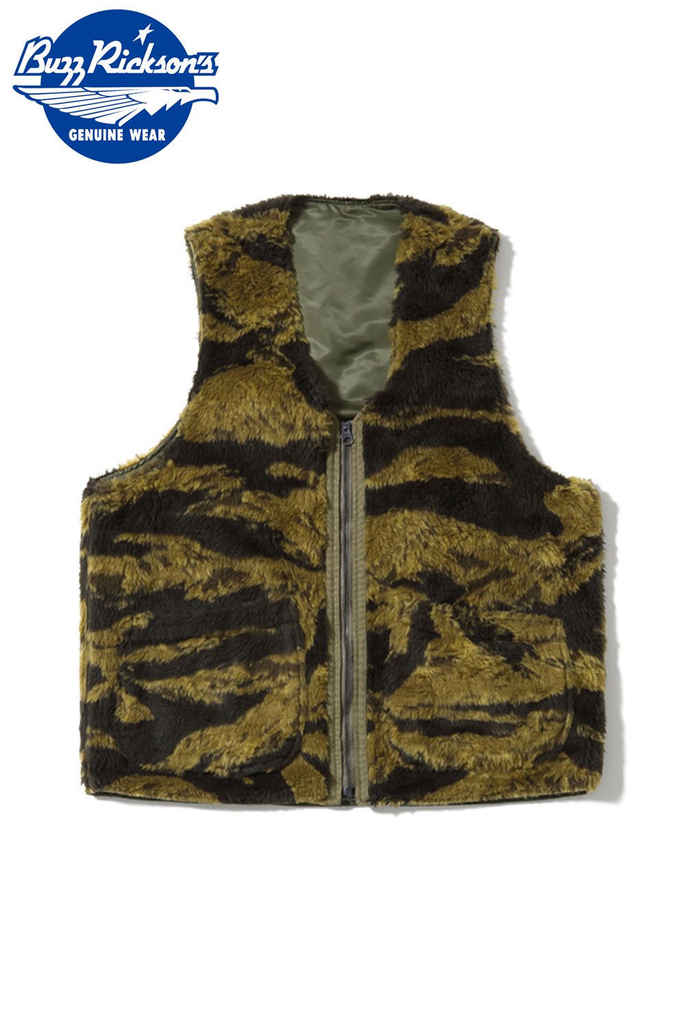 バズリクソンズ(BUZZ RICKSON'S) リバーシブルボアベスト GOLD TIGER CAMOUFLAGE PATTERN BOA VEST  “CIVILIAN MODEL” BR14884 通販正規取扱 | ハーレムストア公式通販サイト