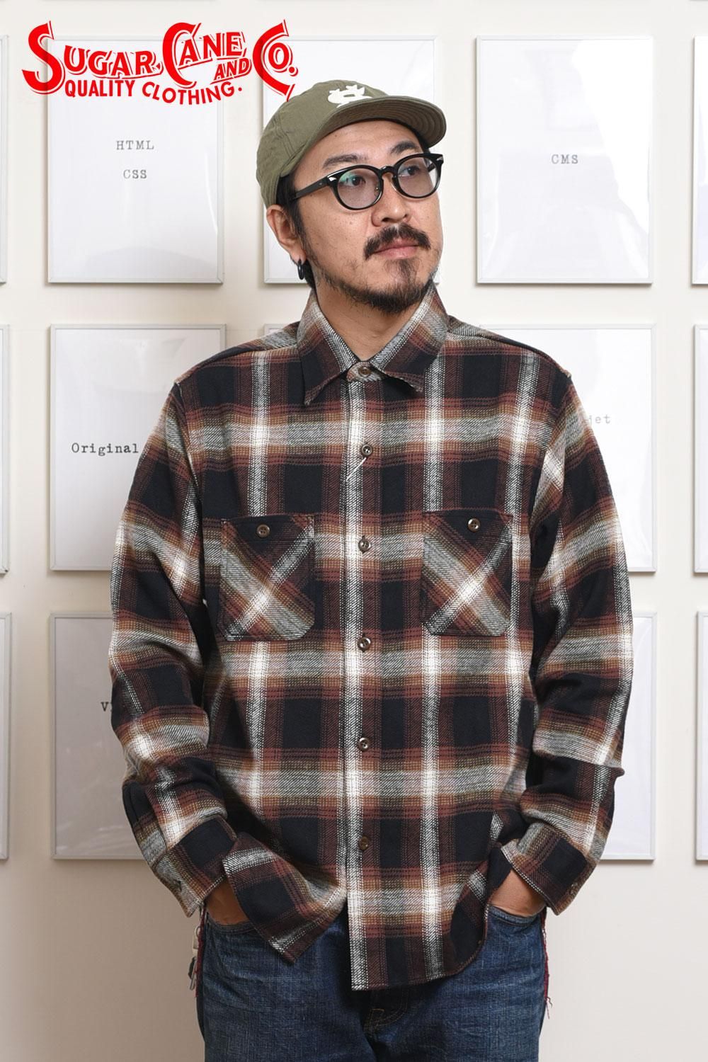 L】SUGAR CANE シュガーケーン RAYON TWILL CHECK S/S WORK SHIRT