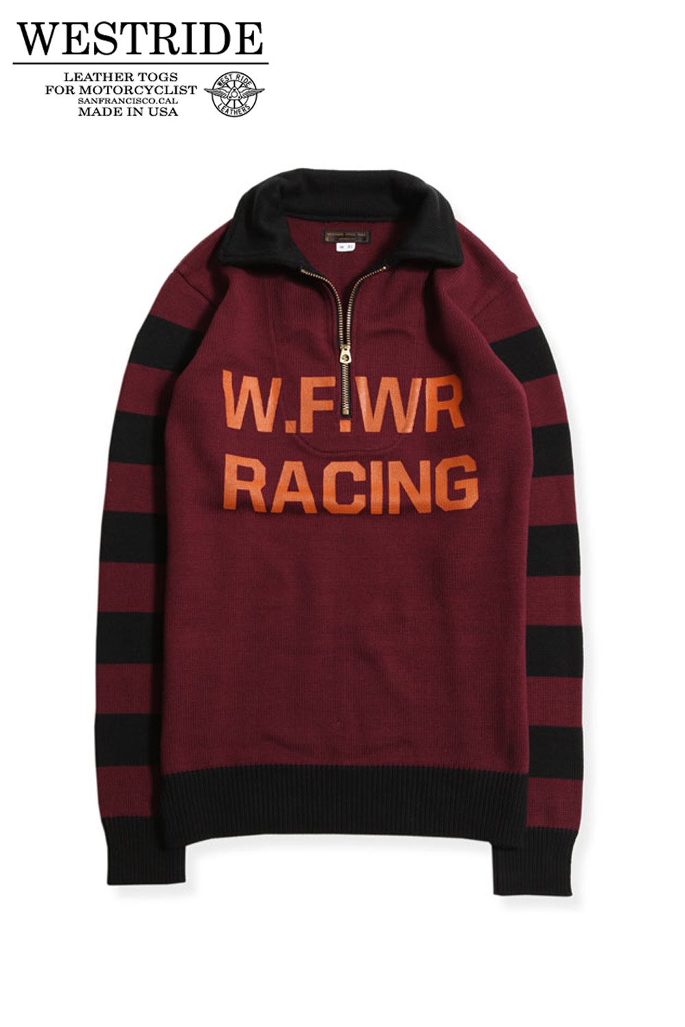 WESTRIDE(ウエストライド) ハーフジップセーター CLASSIC RACING HALF ZIP SWEATER AK1614 通販正規取扱  | ハーレムストア公式通販サイト