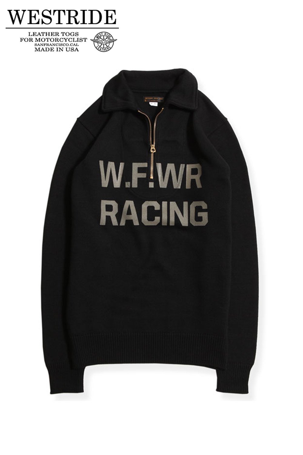 WESTRIDE(ウエストライド) ハーフジップセーター CLASSIC RACING HALF ZIP SWEATER AK1614 通販正規取扱  | ハーレムストア公式通販サイト