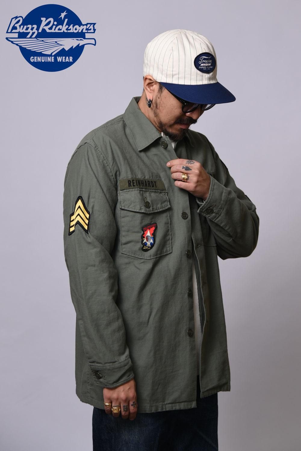 バズリクソンズ(BUZZ RICKSON'S) ユーティリティーシャツ SHIRT MAN'S COTTON SATEEN OLIVE GREEN  SHADE107 “DEMILITARIZED ZONE” BR28662 通販正規取扱 | ハーレムストア公式通販サイト