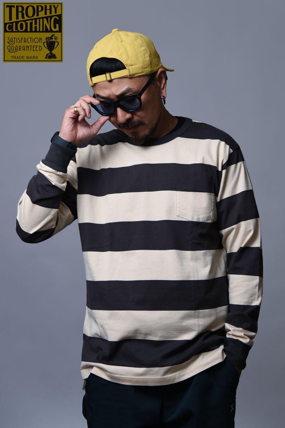 TROPHY CLOTHING(トロフィークロージング) ボーダーロングスリーブTシャツ WIDE BORDER L/S TEE TR22AW-201  通販正規取扱 | ハーレムストア公式通販サイト