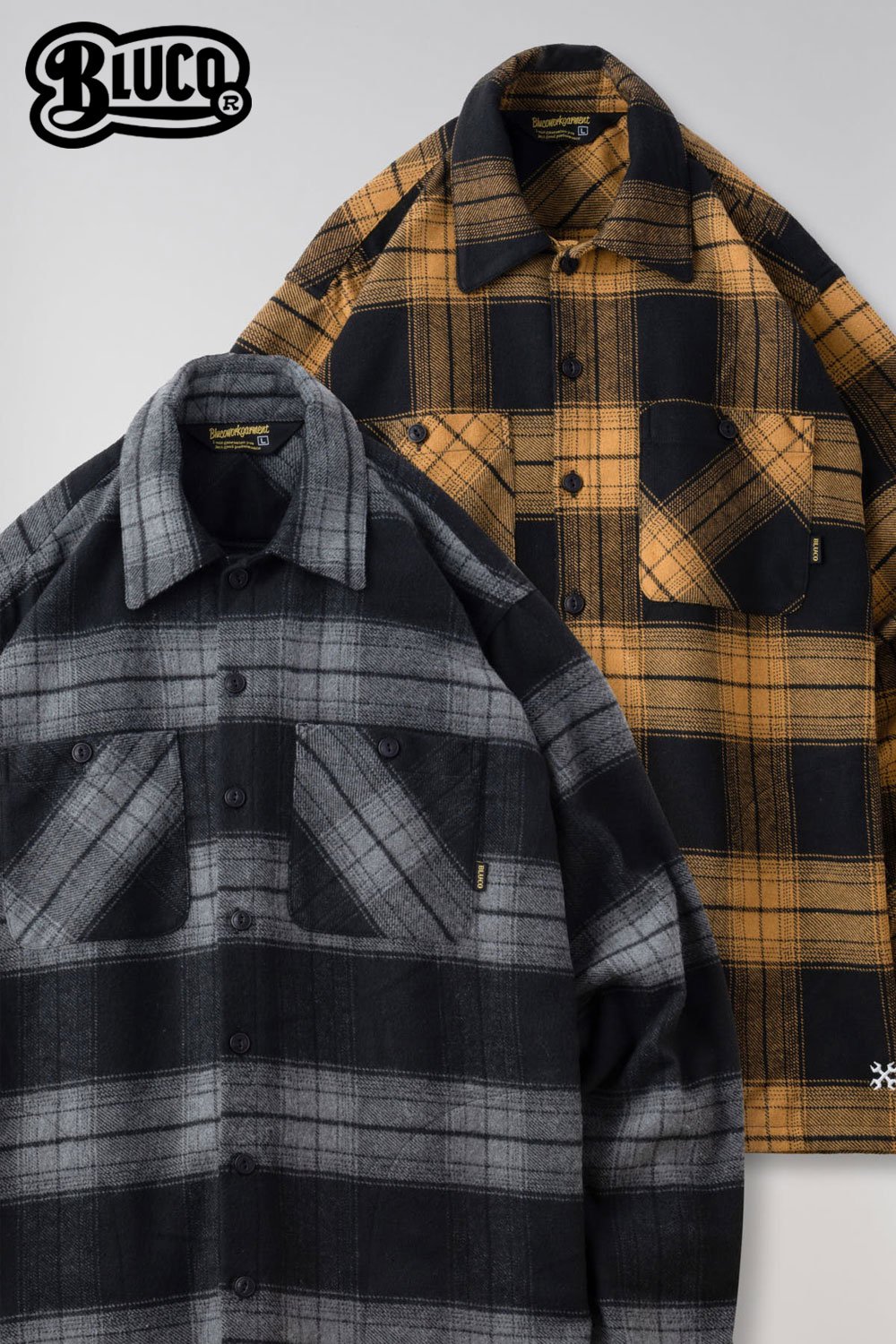 BLUCO WORK GARMENT(ブルコ) フランネルシャツ OMBRE CHECK FLANNEL