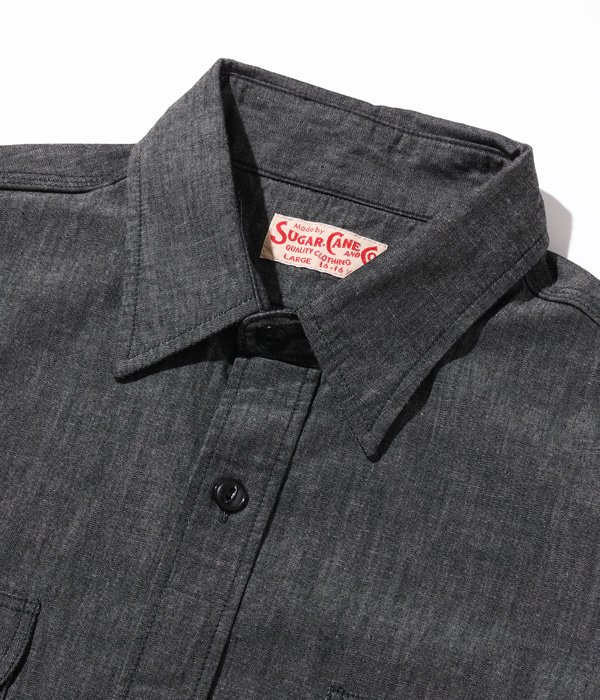 SUGAR CANE(シュガーケーン) シャンブレーワークシャツ BLACK CHAMBRAY