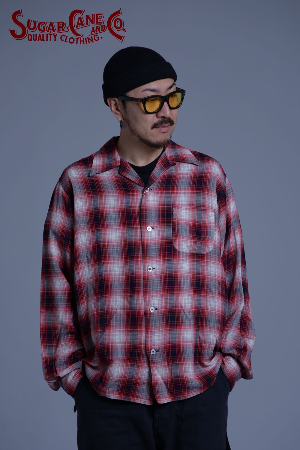 SUGAR CANE(シュガーケーン) オンブレレーヨンチェックシャツ RAYON OMBRE CHECK OPEN SHIRT SC29623  通販正規取扱 | ハーレムストア公式通販サイト