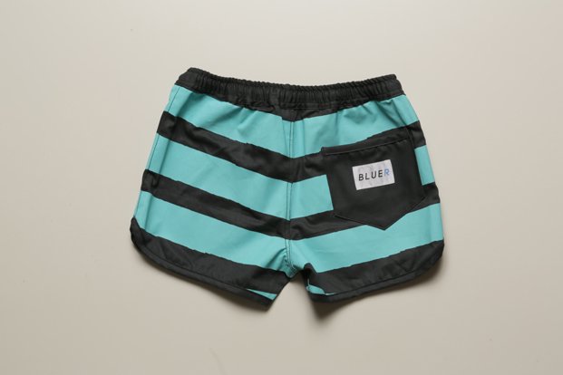 BLUER TRUNKS for KIDS｜BLUERショートパンツ 水陸両用水着 子供用　ボーダー柄　ターコイズ