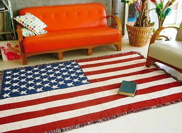 星条旗 U.S.A. インド製ハンドメイドラグ （VAN＆フロア） 