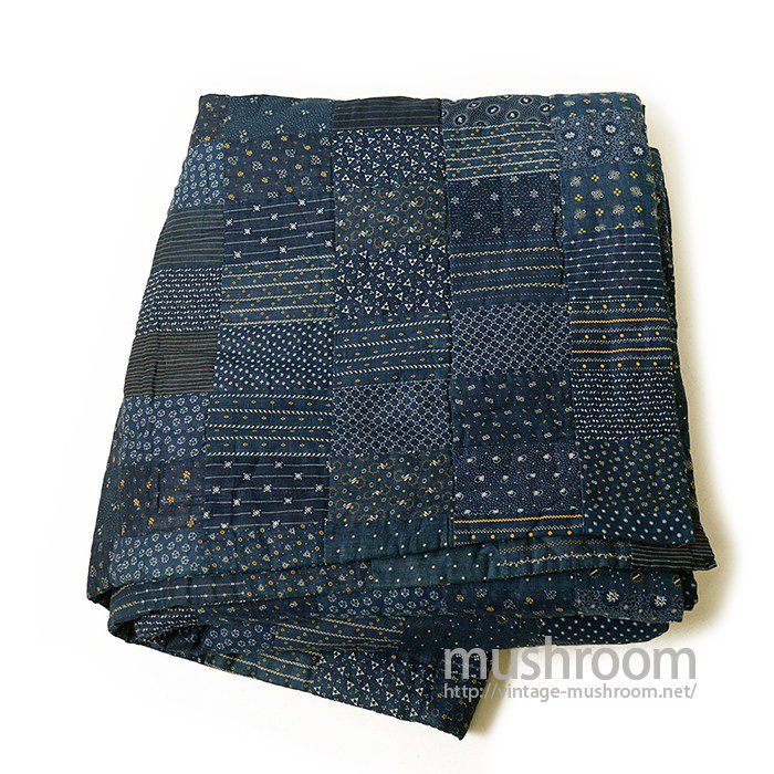 Antique Indigo Calico Patchwork Quilt（ Deadstock ）