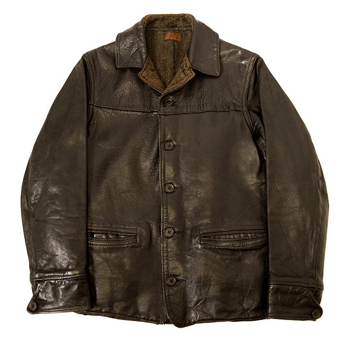 SINGLE BREASTED HORSEHIDE LEATHER CAR COAT