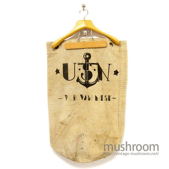 U.S.NAVY CANVAS BRRACKS BAG WITH HAND-PAINTED