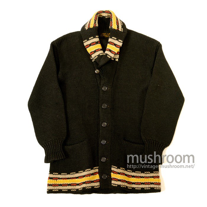 BRADLEY KNIT WEAR NATIVE STRIPE BLACK SHAWLCOLLER CARDIGAN