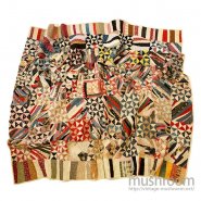 OLD CRAZY PATTERN CALICO PATCHWORK QUILT