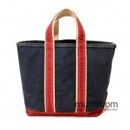 L.L.BEAN TWO-TONE CANVAS TOTE BAG NAVY AND RED  