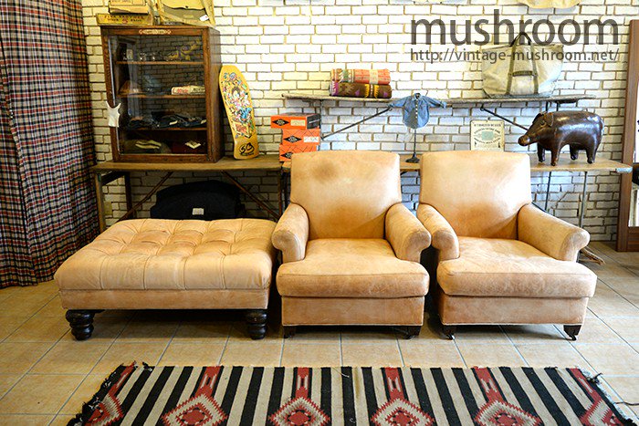 RALPH LAUREN LEATHER ARMCHAIR & OTTOMAN - 古着屋 ｜ mushroom