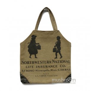 NORTHWESTERN NATIONAL ADVERTISING CANVAS TOTE BAG MINT 