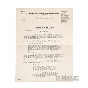 WW2 LEVI'S PRICE LIST PAPER
