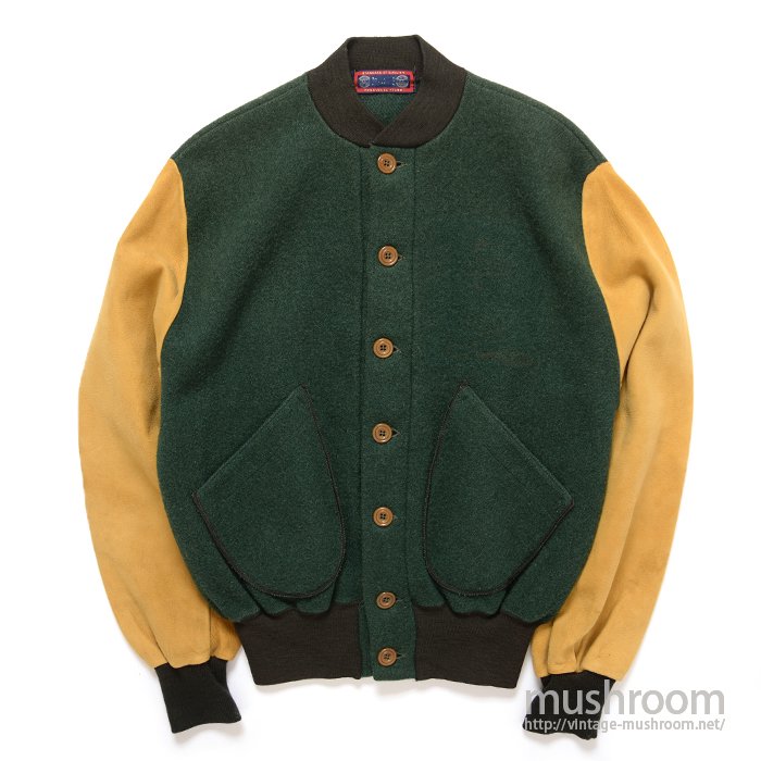 SPALDING ATHLETIC WOOL JACKET WITH NUBUCK SLEEVES - 古着屋 