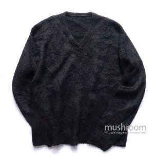 UNKNOWN BLACK MOHAIR V-NECK SWEATER