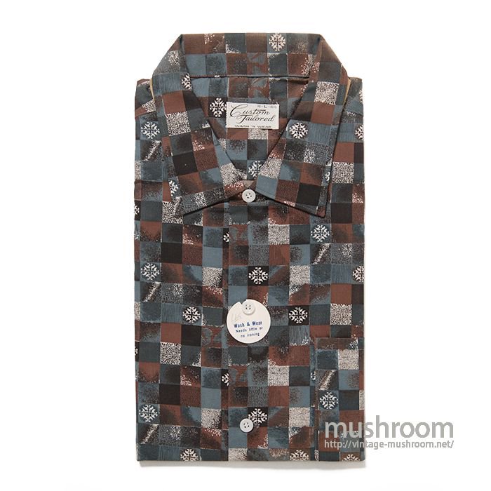 CUSTOM TAILORED PRINT PLAID COTTON BOX SHIRT（ L/DEADSTOCK