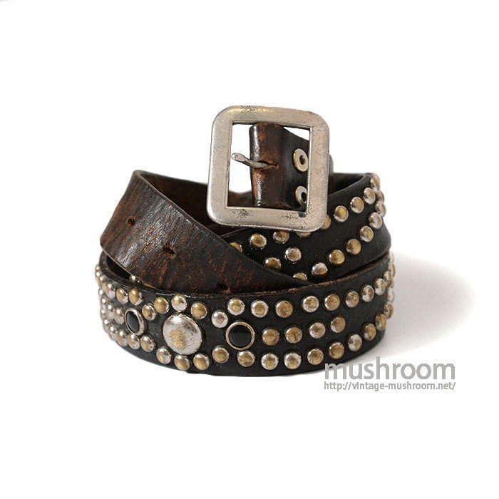 OLD STUDDED JEWEL LEATHER BELT - 古着屋 ｜ mushroom(マッシュルーム