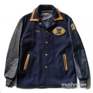 OLD TWO-TONE AWARD JACKET WITH SKULL PATCH