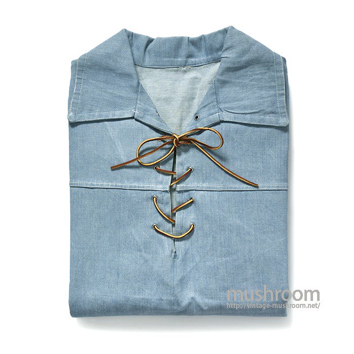 OLD LACE-UP DENIM PULLOVER SHIRT